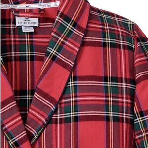 NEW Petite Plume Imperial Tartan Red Plaid Cotton Women's Robe XL